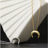 925 Silver Moon Charm Necklace Rock Punk Women Jewelry