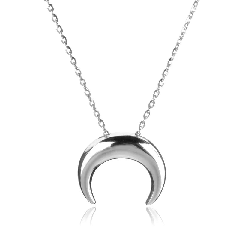925 Silver Moon Charm Necklace Rock Punk Women Jewelry