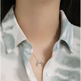 925 Silver Moon Charm Necklace Rock Punk Women Jewelry