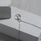 925 Sterling Silver Plain Moon Pendant Long Chain Women Fine Jewelry