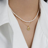 925 Sterling Silver Plain Moon Pendant Long Chain Women Fine Jewelry
