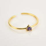 925 Silver Purple CZ Heart Zircon Adjustable Ring Resizable Thin Small Jewelry