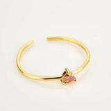 925 Silver Purple CZ Heart Zircon Adjustable Ring Resizable Thin Small Jewelry
