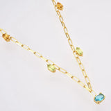 925 Silver Rainbow CZ Charm Choker Long Chain Necklace Women Colorful Jewelry
