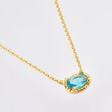 925 Silver Rainbow CZ Charm Choker Long Chain Necklace Women Colorful Jewelry