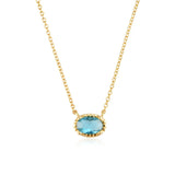 925 Silver Rainbow CZ Charm Choker Long Chain Necklace Women Colorful Jewelry