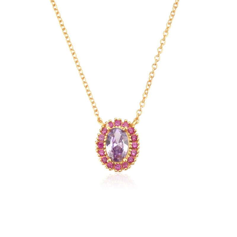 925 Silver Rainbow CZ Zircon Choker Long Chain Necklace Wedding Jewelry