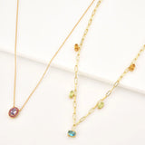 925 Silver Rainbow CZ Zircon Choker Long Chain Necklace Wedding Jewelry