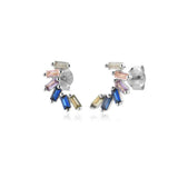 925 Silver Rainbow CZ Stud Earrings Wedding Gift