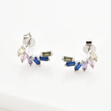925 Silver Rainbow CZ Stud Earrings Wedding Gift