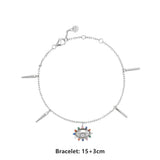 925 Silver Rainbow Zircon Colorful Charm Bracelet Women Crystal Bangle