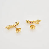925 Silver Rainbow Zircon CZ Stud Earring Clips Piercing Women Jewelry