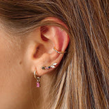 925 Silver Rainbow Zircon CZ Stud Earring Clips Piercing Women Jewelry