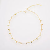 925 Silver Rainbow Zircon Choker Necklace Punk Beads Pendant