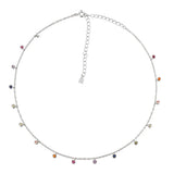 925 Silver Rainbow Zircon Choker Necklace Punk Beads Pendant
