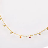 925 Silver Rainbow Zircon Choker Necklace Punk Beads Pendant