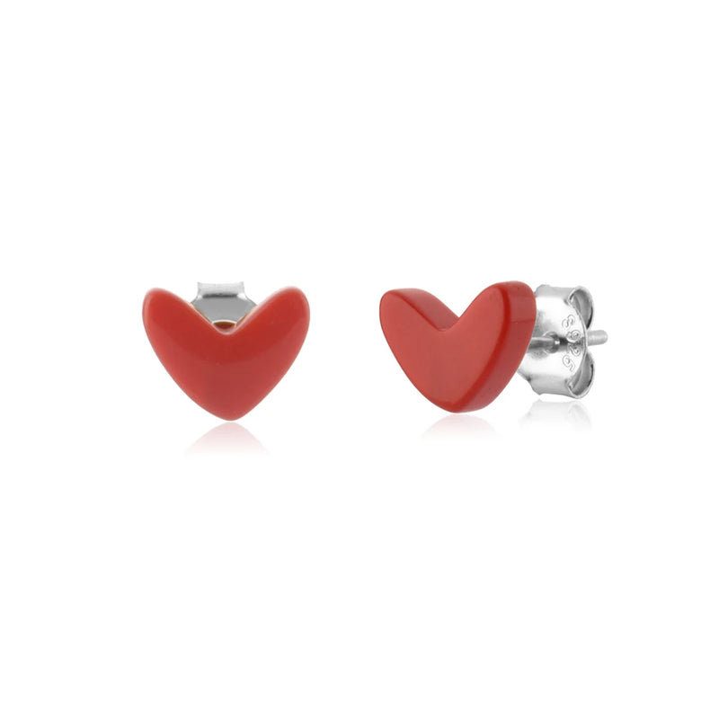 925 Silver Red Heart Drop Earrings Long Chain Women Fine Jewelry