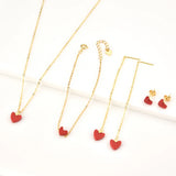 925 Silver Red Heart Drop Earrings Long Chain Women Fine Jewelry