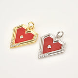 925 Silver Red Heart Pendant Colorful Enamel Rainbow Rock Punk Wedding Gift