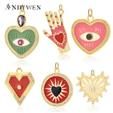 925 Silver Red Heart Pendant Colorful Enamel Rainbow Rock Punk Wedding Gift