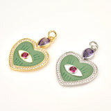 925 Silver Red Heart Pendant Colorful Enamel Rainbow Rock Punk Wedding Gift