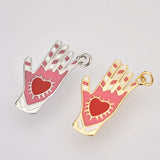925 Silver Red Heart Pendant Colorful Enamel Rainbow Rock Punk Wedding Gift