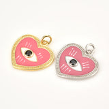 925 Silver Red Heart Pendant Colorful Enamel Rainbow Rock Punk Wedding Gift