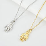 925 Silver Robert Future Pendant Necklace Crystal Jewelry Gift
