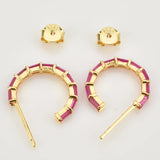 925 Sterling Silver Rose Red Circle Hoops Piercing Earring Wedding Gift