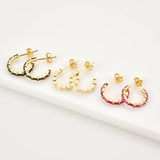 925 Sterling Silver Rose Red Circle Hoops Piercing Earring Wedding Gift