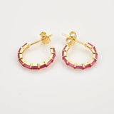 925 Sterling Silver Rose Red Circle Hoops Piercing Earring Wedding Gift