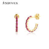 925 Sterling Silver Rose Red Circle Hoops Piercing Earring Wedding Gift