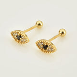 925 Sterling Silver Rose Red Rainbow Lucky Eye Stud Earring Women Piercing