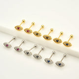 925 Sterling Silver Rose Red Rainbow Lucky Eye Stud Earring Women Piercing