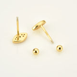 925 Sterling Silver Rose Red Rainbow Lucky Eye Stud Earring Women Piercing