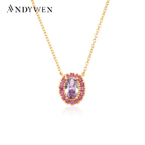 925 Sterling Silver Red Zircon CZ Pendant Necklace Choker Jewelry