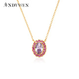 925 Sterling Silver Red Zircon CZ Pendant Necklace Choker Jewelry