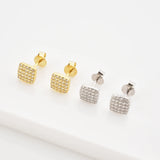 925 Sterling Silver CZ Zircon Stud Earrings Piercing