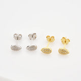 925 Sterling Silver CZ Zircon Stud Earrings Piercing