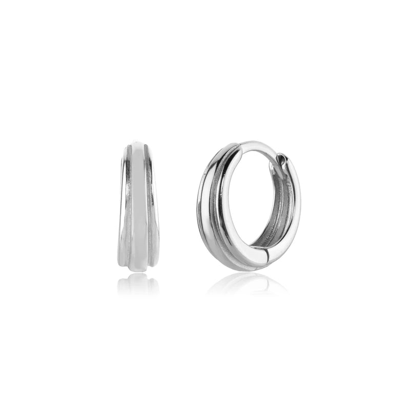925 Sterling Silver Thick Square Hoops Piercing Earrings