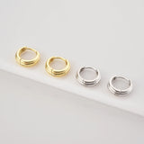 925 Sterling Silver Thick Square Hoops Piercing Earrings