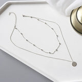 925 Silver Round Pendant Chain Choker Women Necklace Jewelry