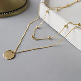 925 Silver Round Pendant Chain Choker Women Necklace Jewelry