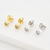 925 Silver Round Stud Earring Clips Wedding Crystal Jewelry