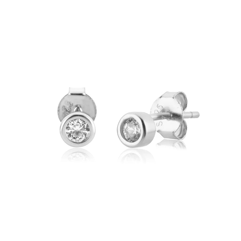 925 Silver Round Stud Earring Clips Wedding Crystal Jewelry