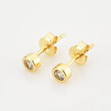 925 Silver Round Stud Earring Clips Wedding Crystal Jewelry