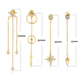 925 Silver Star Global Earring Drop Women Piercing Clips Long