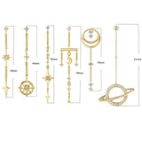 925 Silver Star Global Earring Drop Women Piercing Clips Long