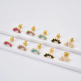 925 Silver Ovals Stud Earring Crystal Rainbow Pie