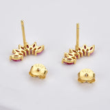 925 Silver Ovals Stud Earring Crystal Rainbow Pie